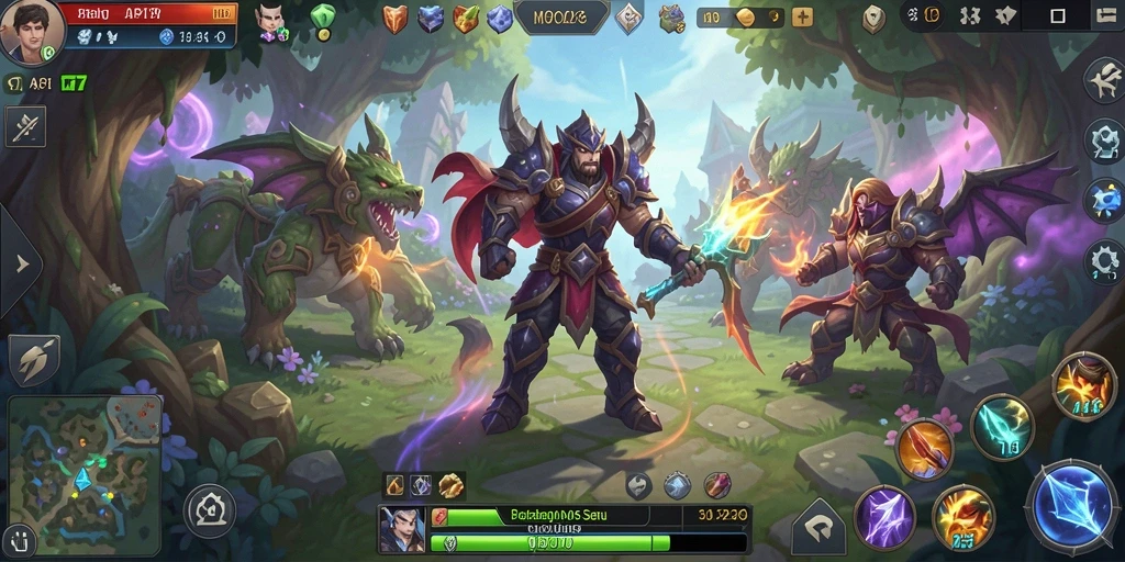 Screenshot utama gameplay MMORPG API77 yang menampilkan pertempuran seru.