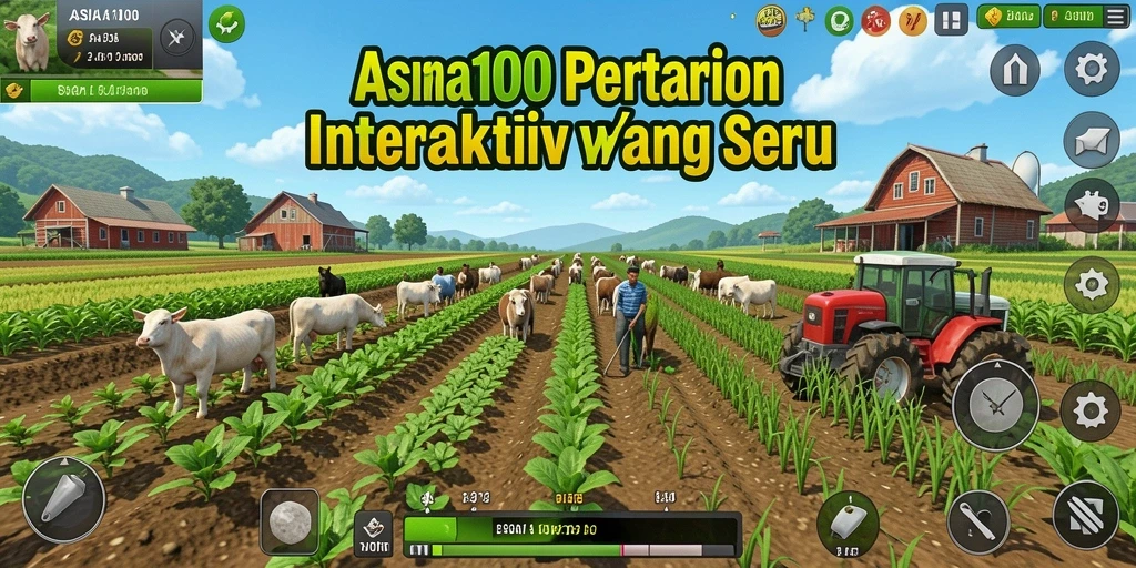 Tampilan permainan ASIA100 yang menampilkan aktivitas bertani yang seru.