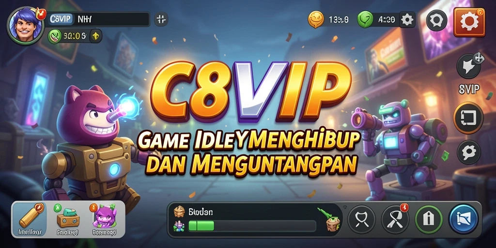 Tampilan gameplay C8VIP dengan karakter yang berkembang dalam mode Idle.