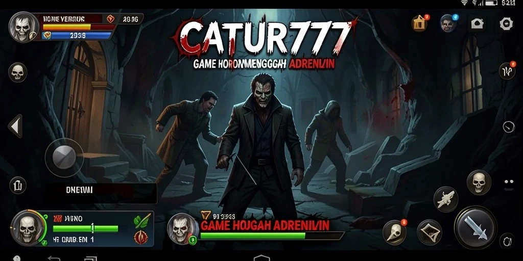 Screenshot menampilkan gameplay CATUR777 dengan suasana horor yang mencekam.
