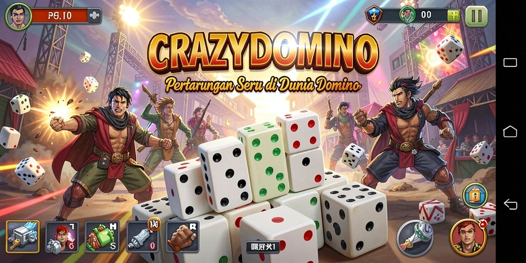 Tampilan gameplay seru dalam pertarungan domino yang intens.