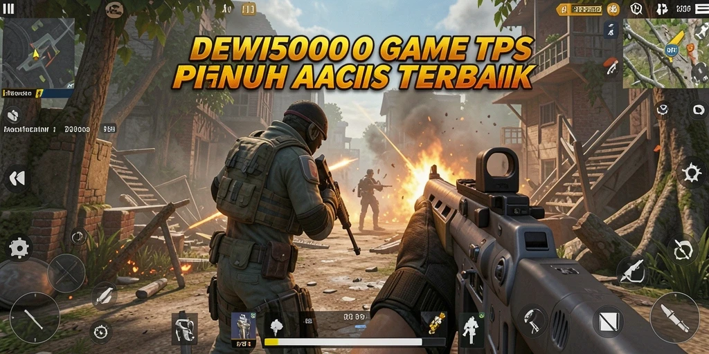 Screenshot gameplay DEWI5000 menampilkan aksi seru dalam pertempuran TPS.