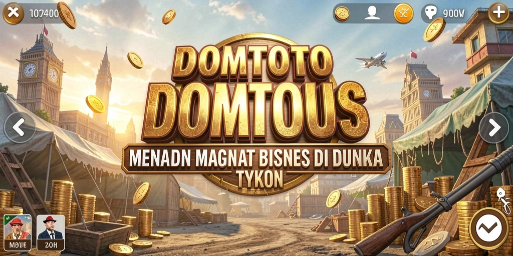 Tampilan gameplay DOMTOTO yang menakjubkan saat membangun kerajaan bisnis.
