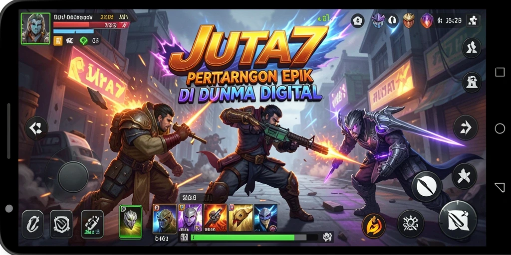 Screenshot menampilkan aksi pertarungan seru dalam JUTA7.