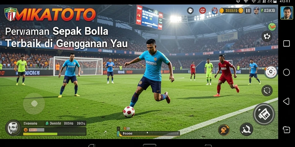 Screenshot gameplay <strong>MIKATOTO</strong> yang menampilkan aksi sepak bola yang mendebarkan.