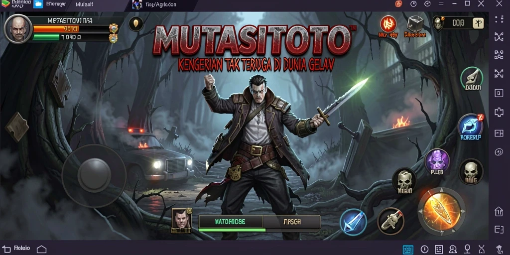 Screenshot menakutkan dari gameplay MUTASITOTO menunjukkan suasana Horror yang intens.