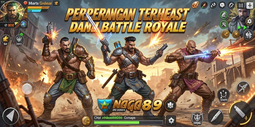 Tampilan seru gameplay NAGA889 saat pertempuran Battle Royale.