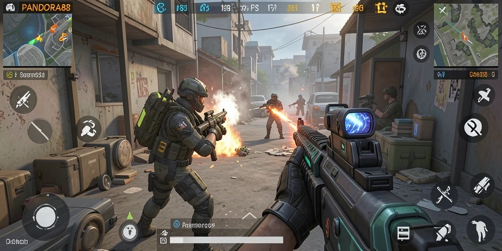 Tangkapan layar utama PANDORA88 menampilkan aksi FPS yang mendebarkan.