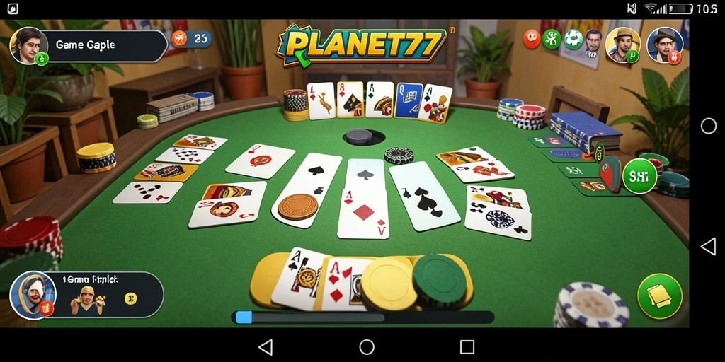 Tampilan gameplay seru dalam permainan Gaple PLANET77.