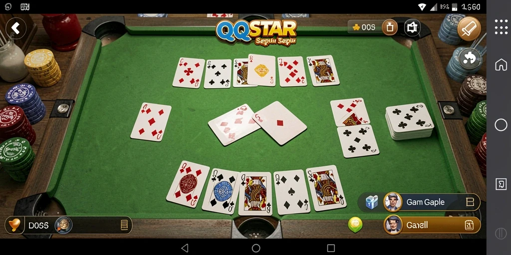 Screenshot gameplay QQSTAR menunjukkan keseruan bermain Gaple.