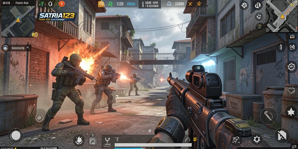 Tampilan dinamis dan aksi seru dalam gameplay SATRIA123.