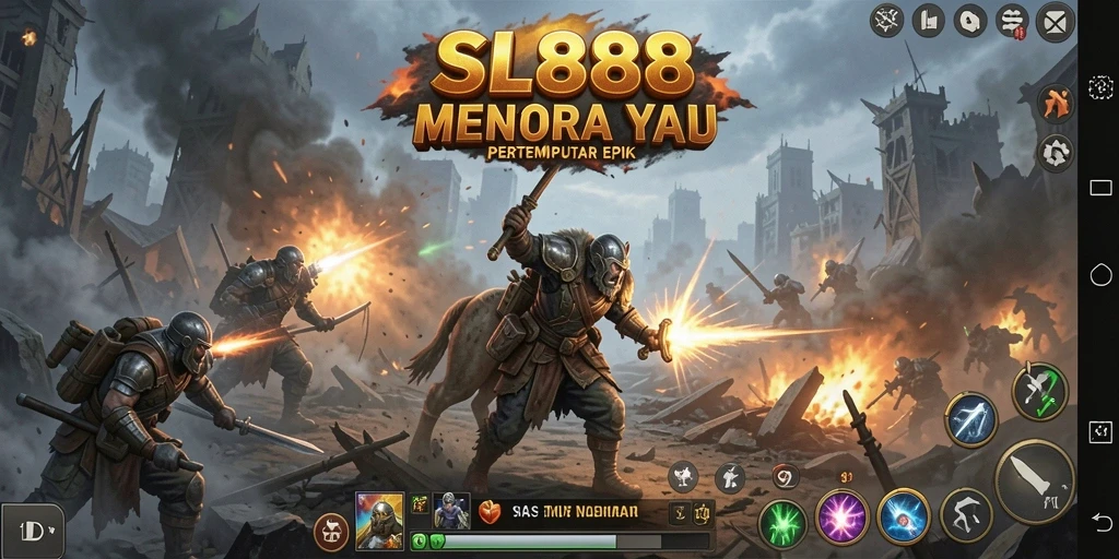 Tampilan gameplay SL888 yang menampilkan menara dalam aksi melawan musuh.